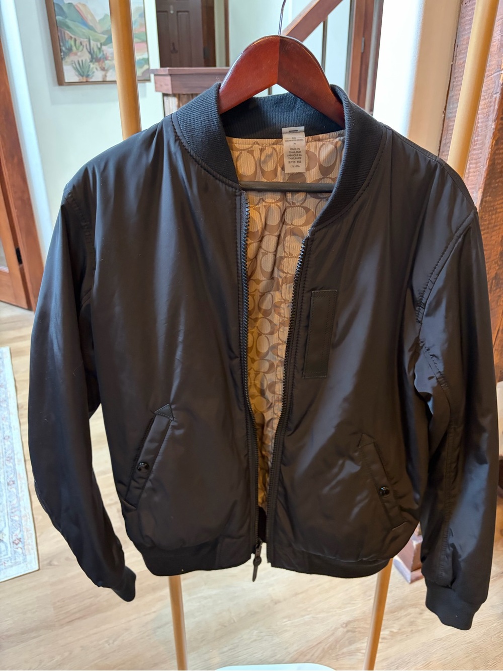 Coach Men's Black Bomber Jacket with Signature Lining